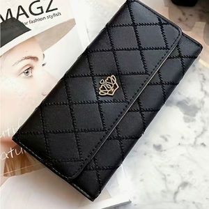 NEW! BLACK Argyle embroidered long wallet